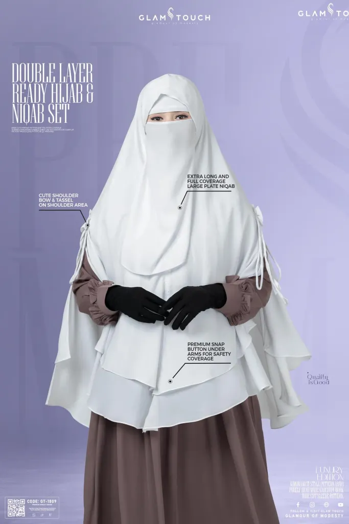 LEYA DOUBLE LAYER READY HIJAB-NIQAB SET | GT-1809