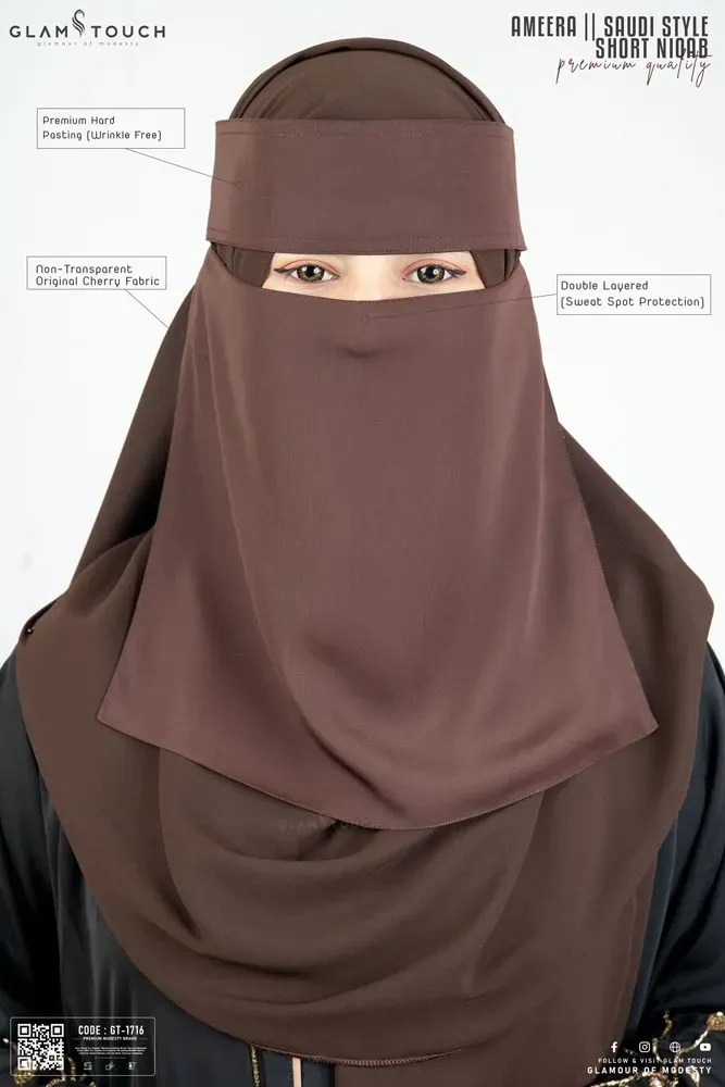 AMEERA SAUDI STYLE DOUBLE PART SHORT NIQAB | GT-1716