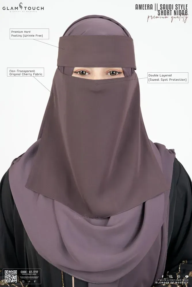 AMEERA SAUDI STYLE DOUBLE PART SHORT NIQAB | GT-1717
