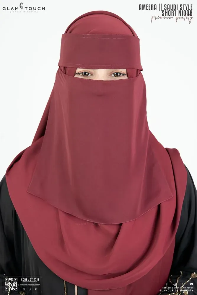 AMEERA SAUDI STYLE DOUBLE PART SHORT NIQAB | GT-1718