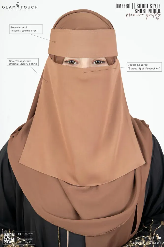 AMEERA SAUDI STYLE DOUBLE PART SHORT NIQAB | GT-1719