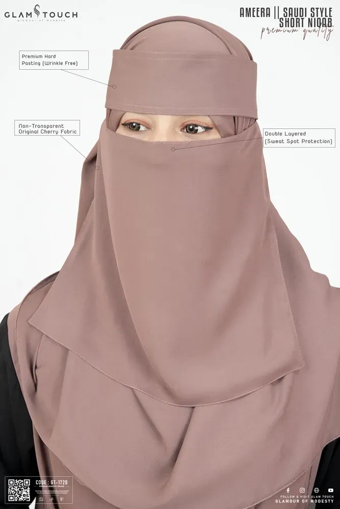 AMEERA SAUDI STYLE DOUBLE PART SHORT NIQAB | GT-1720