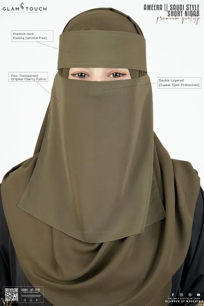 AMEERA SAUDI STYLE DOUBLE PART SHORT NIQAB | GT-1721