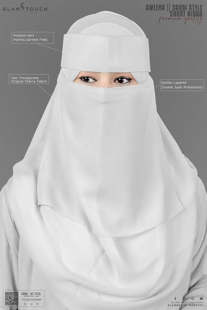 AMEERA SAUDI STYLE DOUBLE PART SHORT NIQAB | GT-1724