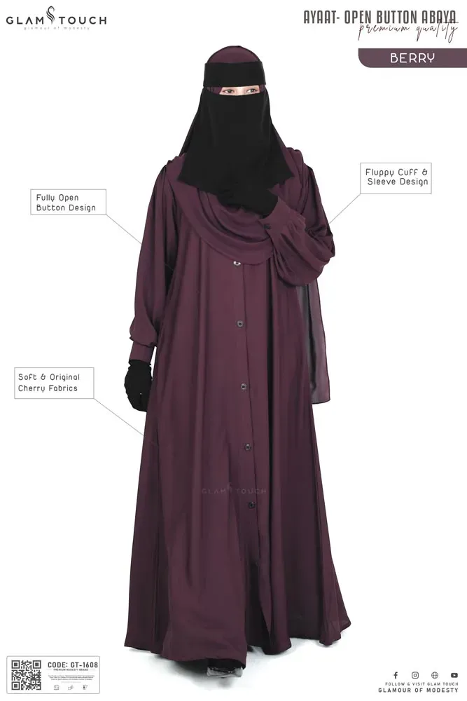 AYAAT OPEN BUTTON ABAYA | GT-1608