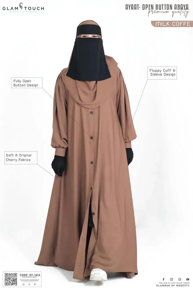 AYAAT OPEN BUTTON ABAYA | GT-1614