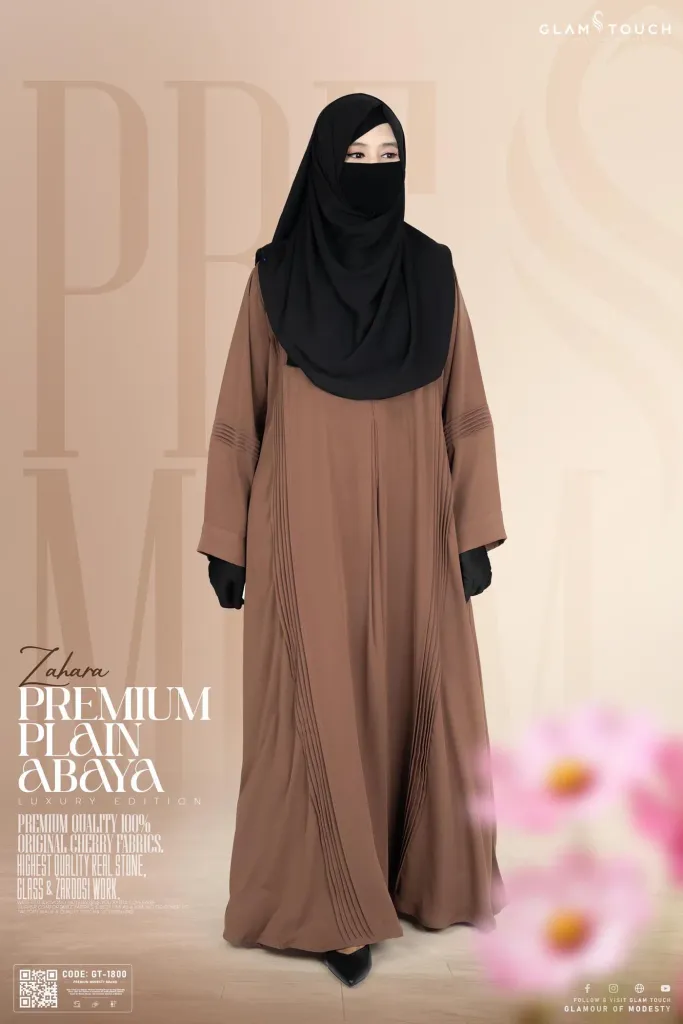 ABAYA ZAHRA PLEATED PLAIN ABAYA | GT-1800