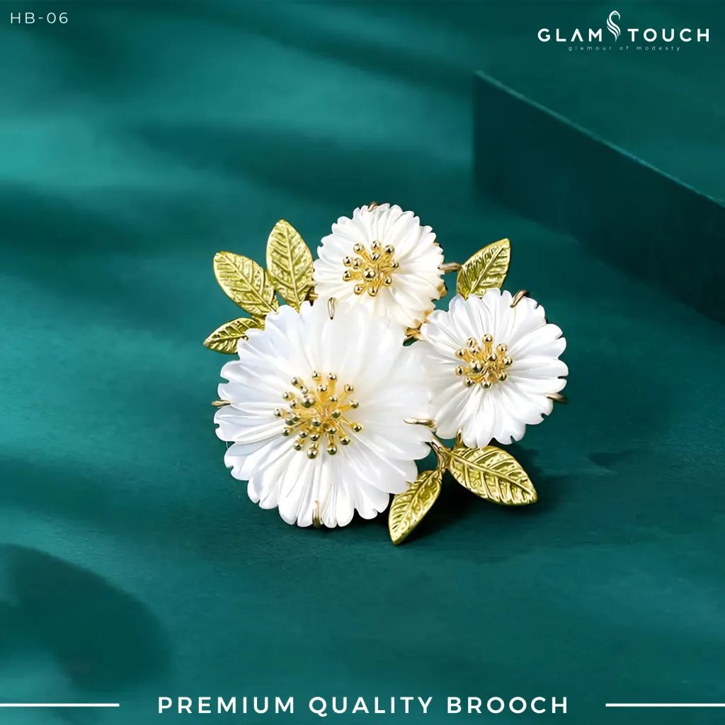 Pearl Blossom Trio Brooch | HB-06