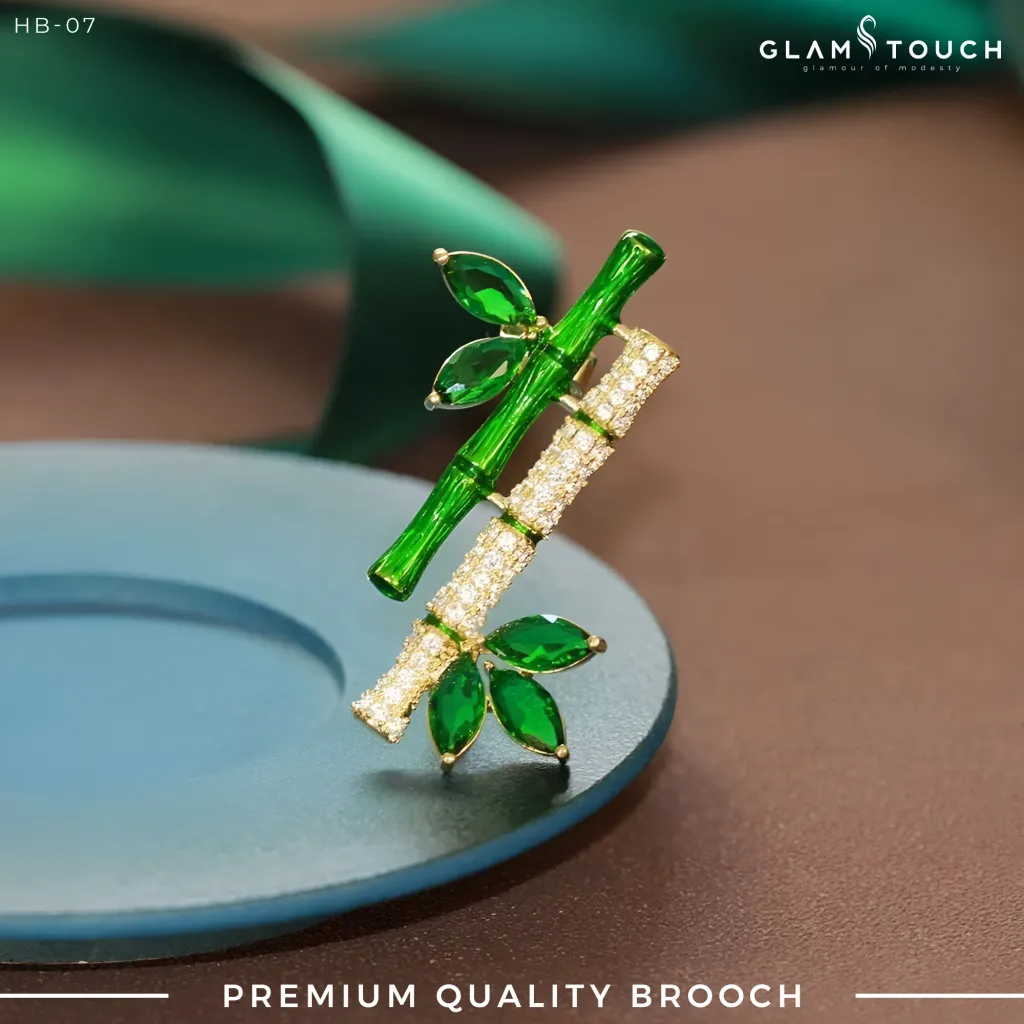 Natural Jasper Bamboo Brooch | HB-07