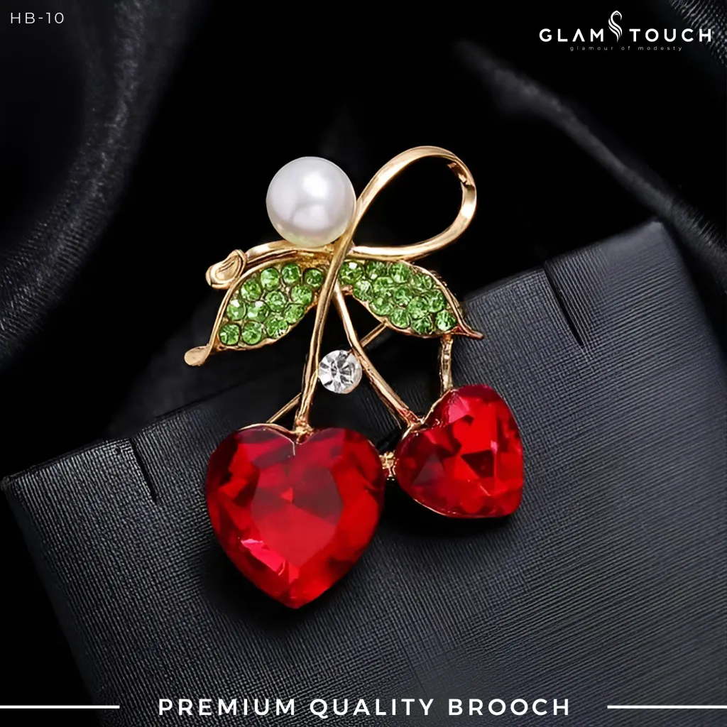 Elegant Cherry Crystal Brooch | HB-10