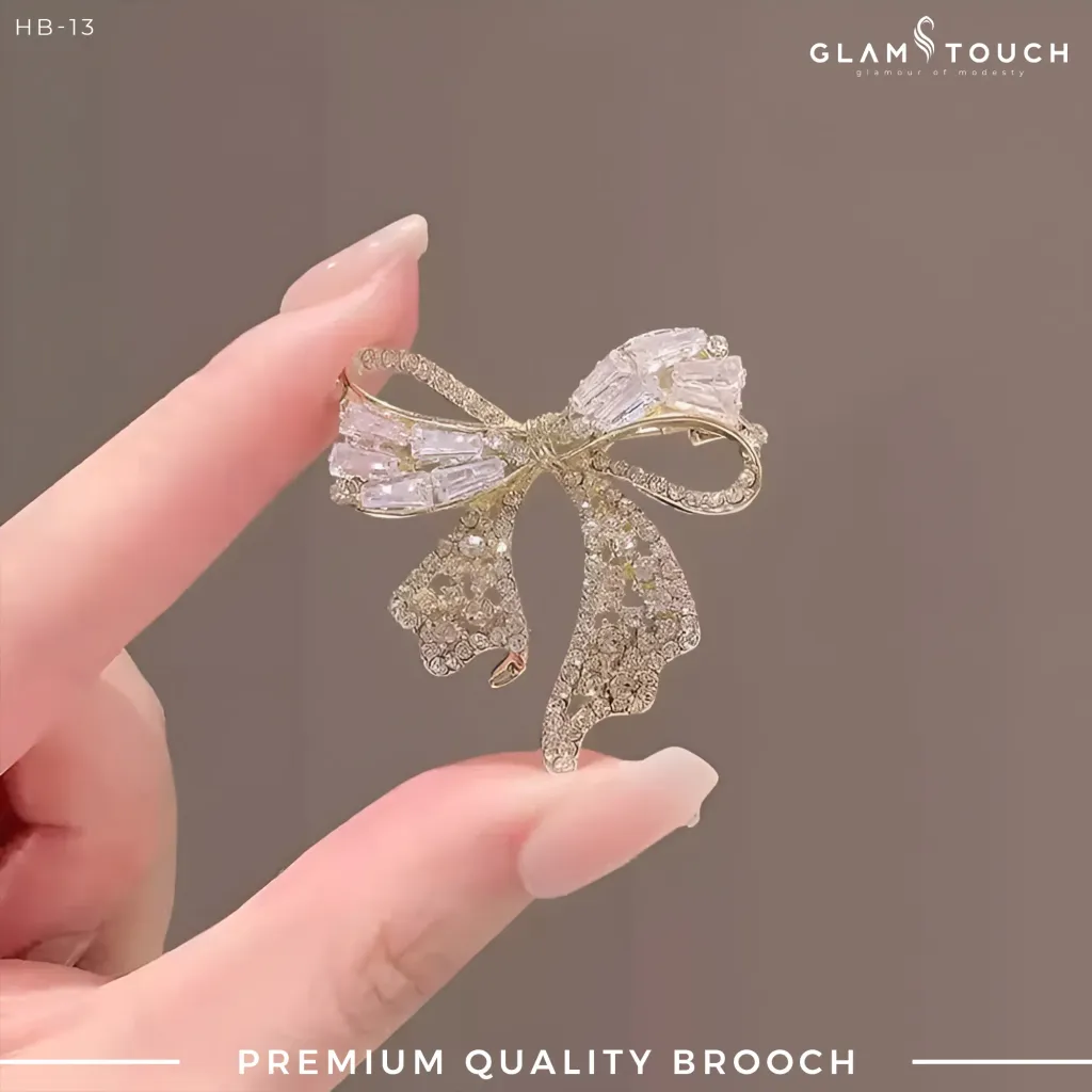 Stylish Crystal Bow Brooch | HB-13