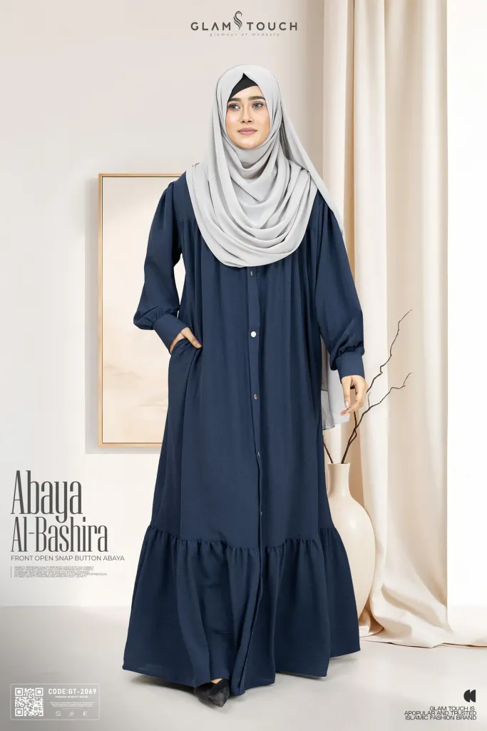 ABAYA AL-BASHIRA FRONT OPEN SNAP BUTTON ABAYA | GT-2069