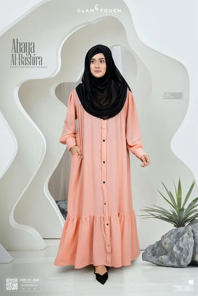 ABAYA AL-BASHIRA FRONT OPEN SNAP BUTTON ABAYA  | GT-2068