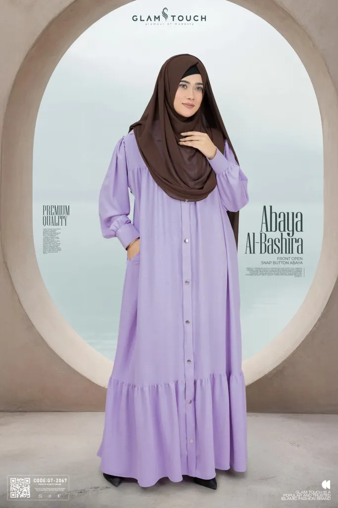 ABAYA AL-BASHIRA FRONT OPEN SNAP BUTTON ABAYA  | GT-2067