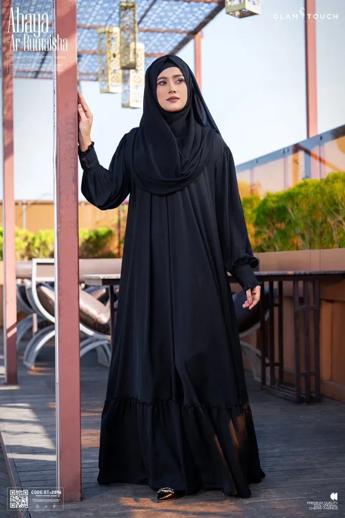 ABAYA AR-RUMAISHA PREMIUM SNAP BUTTON ABAYA | GT-2096