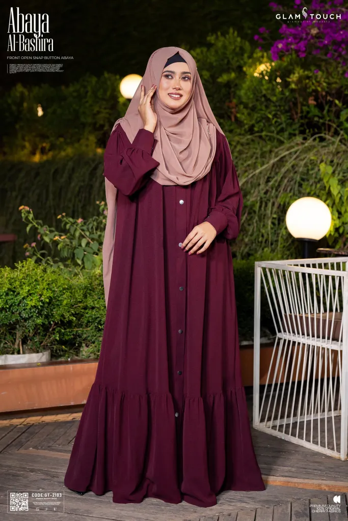 ABAYA AL-BASHIRA FRONT OPEN SNAP BUTTON ABAYA | GT-2103