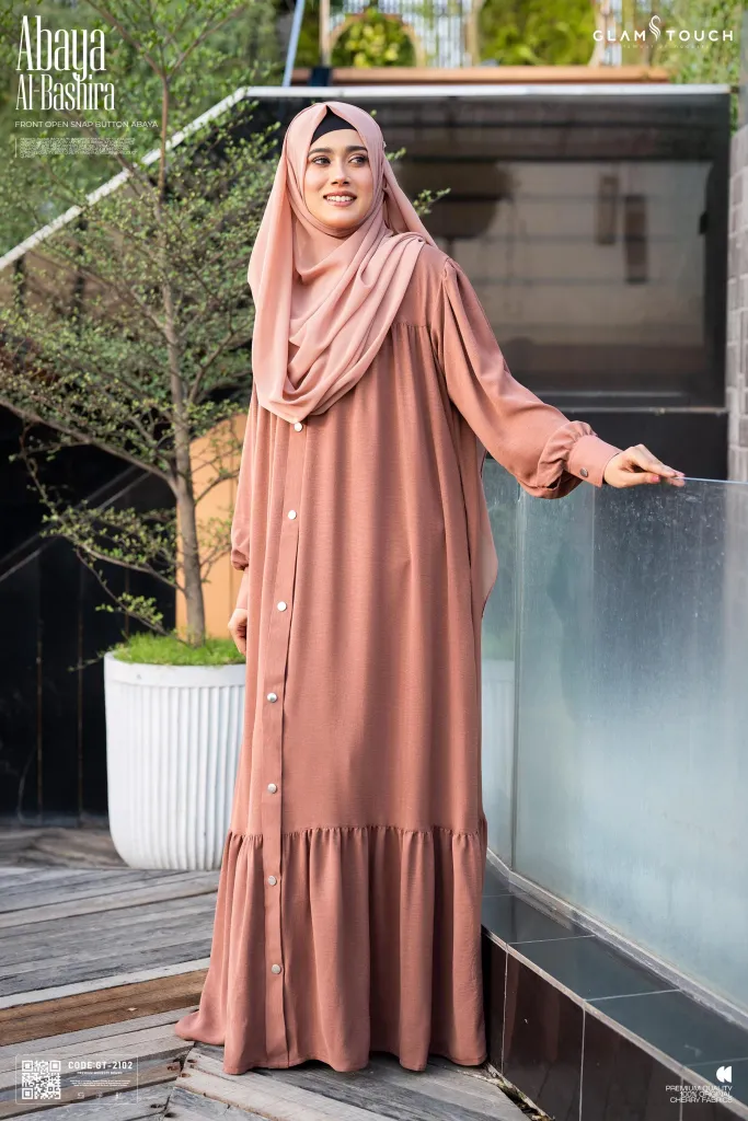 ABAYA AL-BASHIRA FRONT OPEN SNAP BUTTON ABAYA | GT-2102