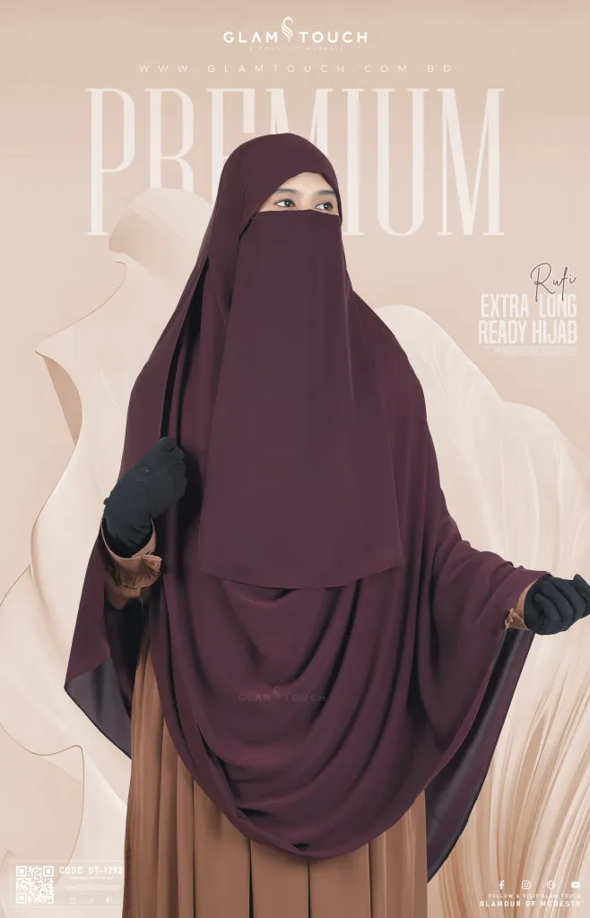 RUFI-EXTRA LONG INSTANT READY HIJAB & NIQAB SET | GT-1292