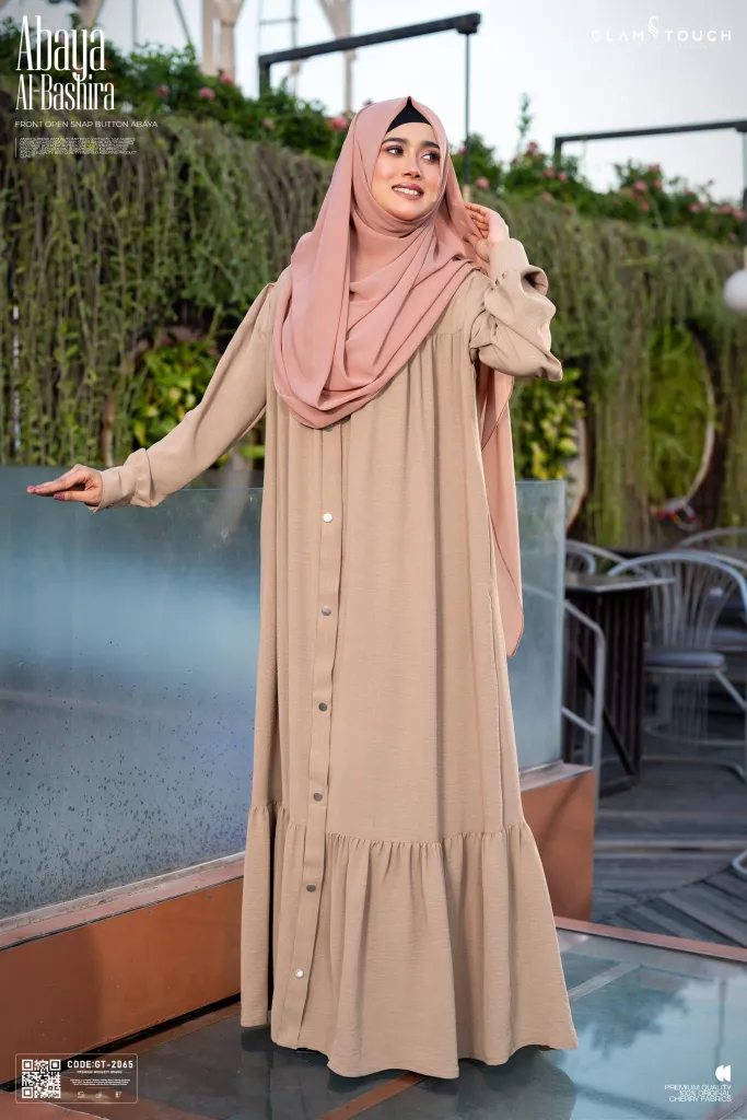 ABAYA AL-BASHIRA FRONT OPEN SNAP BUTTON ABAYA | GT-2065