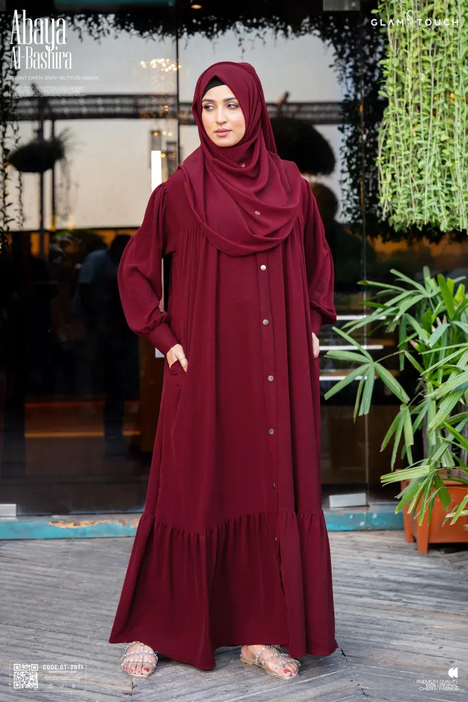 ABAYA AL-BASHIRA FRONT OPEN SNAP BUTTON ABAYA | GT-2071