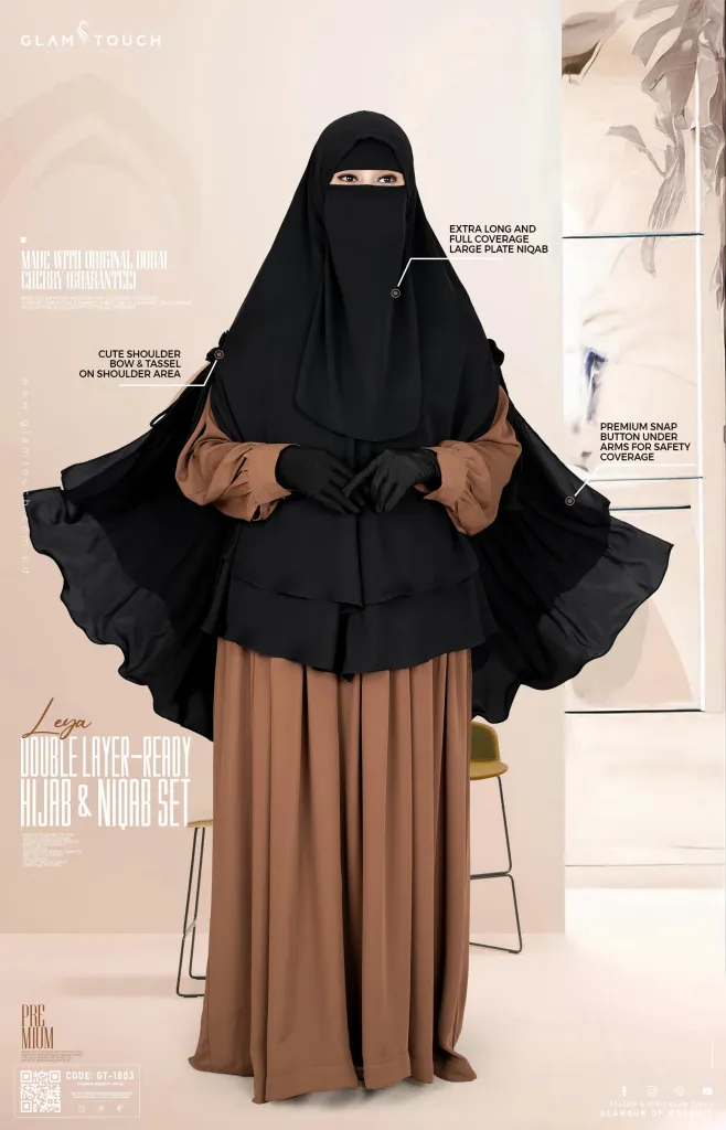 LEYA DOUBLE LAYER READY HIJAB-NIQAB SET | GT-1803