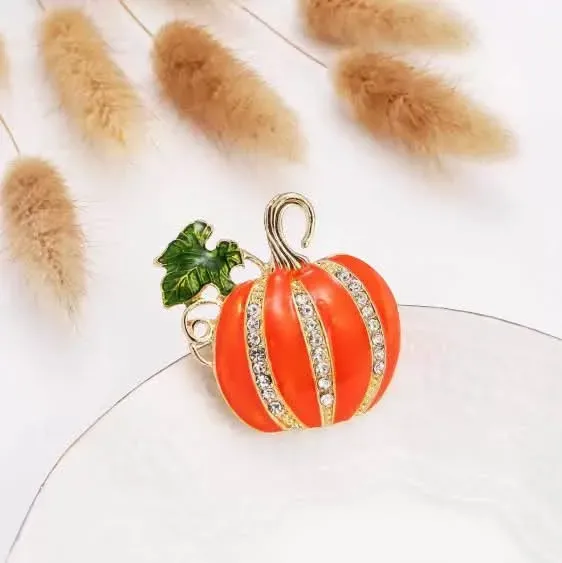 Pumpkin Rhinestone Brooch | HB-21