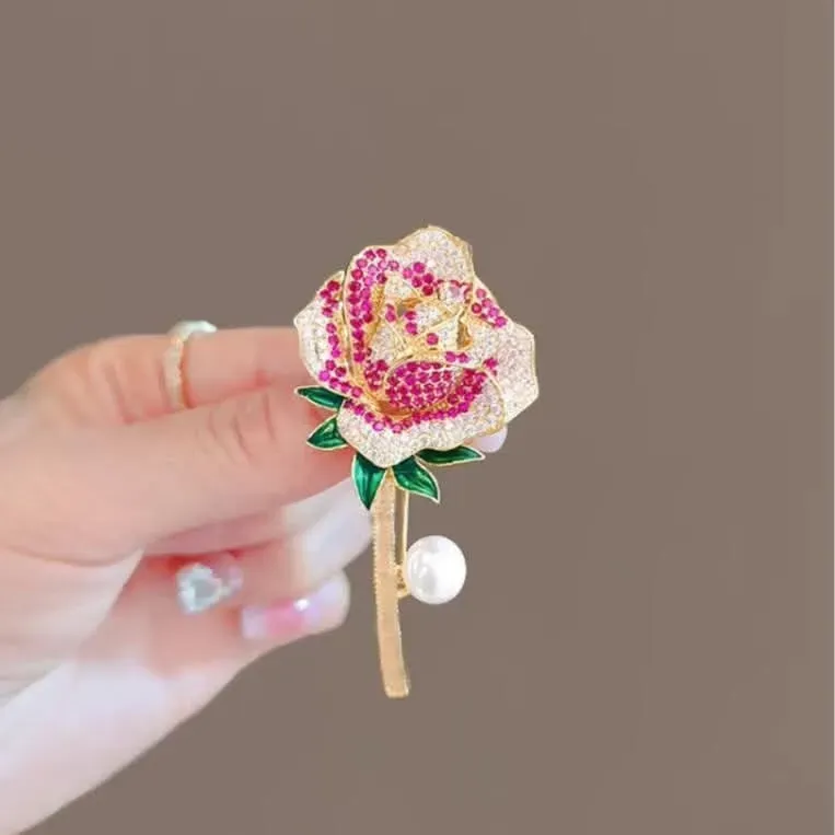 Rose Gold Rhinestone Brooch | HB-28
