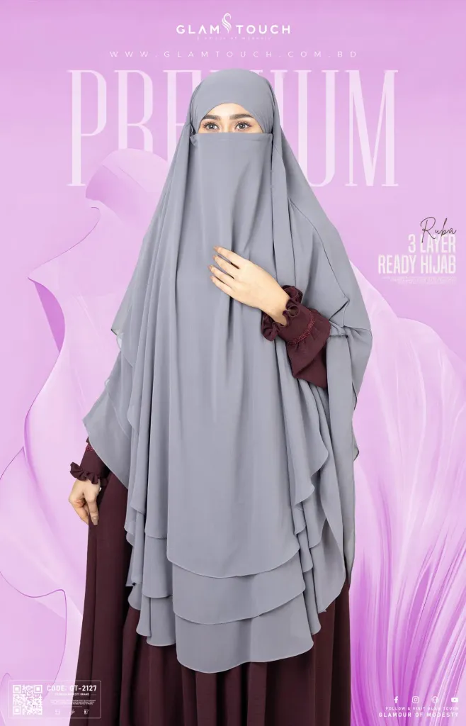 RUBA-3 LAYER EXTRA LONG READY HIJAB | GT-2127