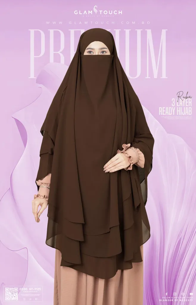 RUBA-3 LAYER EXTRA LONG READY HIJAB | GT-2125