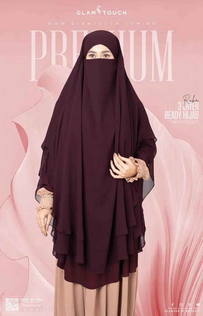 RUBA-3 LAYER EXTRA LONG READY HIJAB | GT-2124