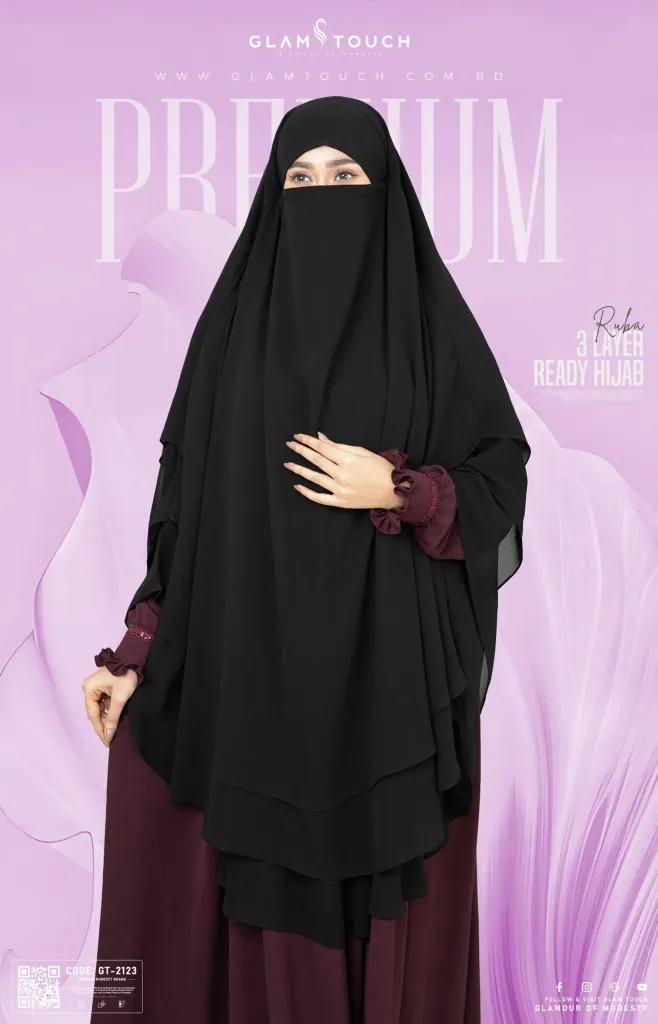 RUBA-3 LAYER EXTRA LONG READY HIJAB | GT-2123