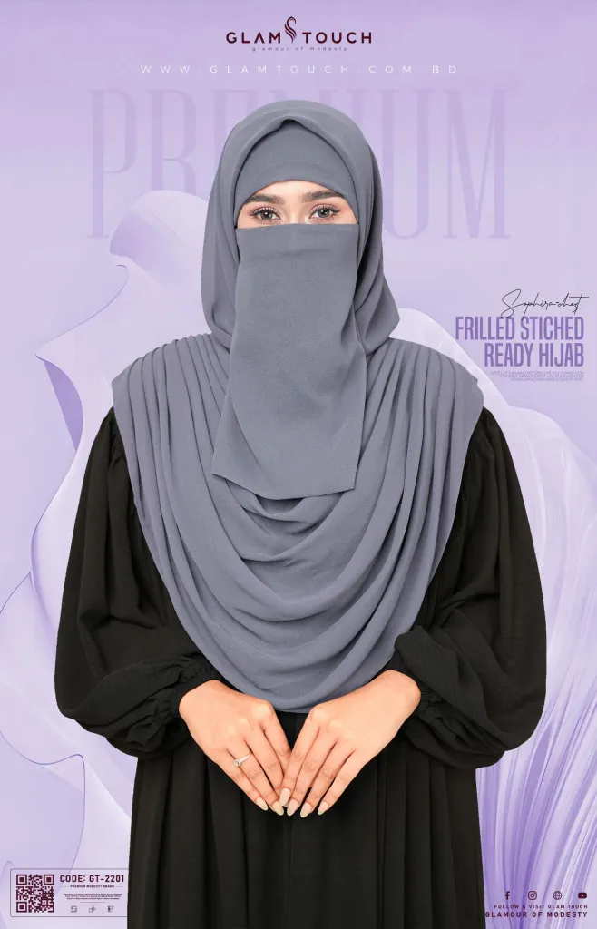 SOPHIA- CHEST FRILLED STITCHED READY HIJAB | GT-2201