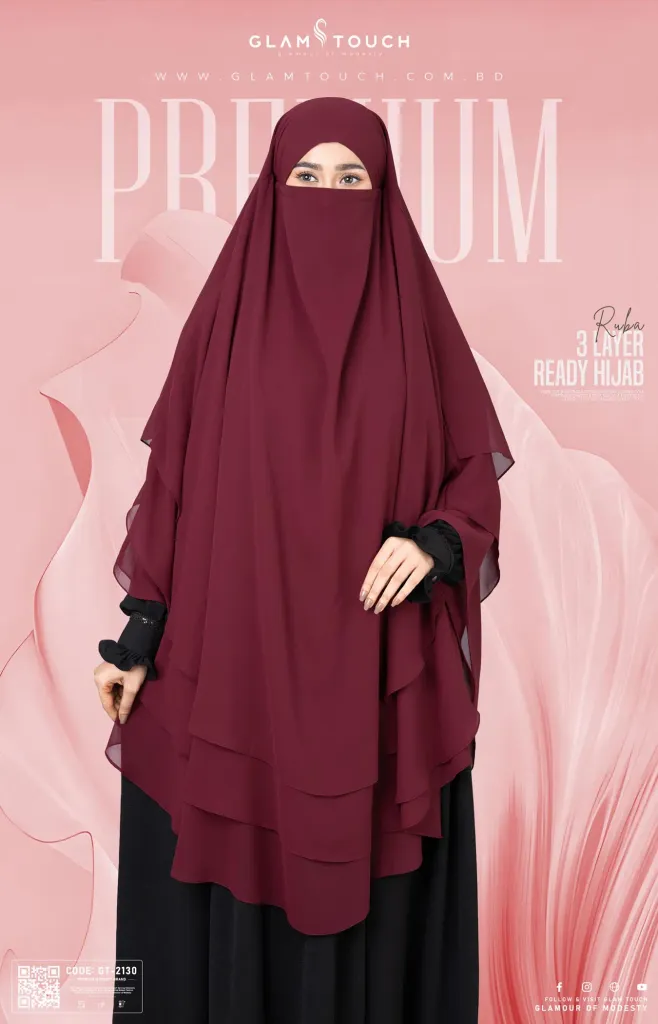 Ruba-3 Layer Extra Long Ready Hijab | GT-2130