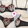 Floral Embroidery Mesh Sexy Lingerie Set For Women | Flower Transperant