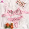 Floral Embroidery Mesh Sexy Lingerie Set For Women | Flower Transperant