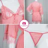 Fancy Lace Style Supper Soft 3 Part Nighty Set | 3 Part Nighty