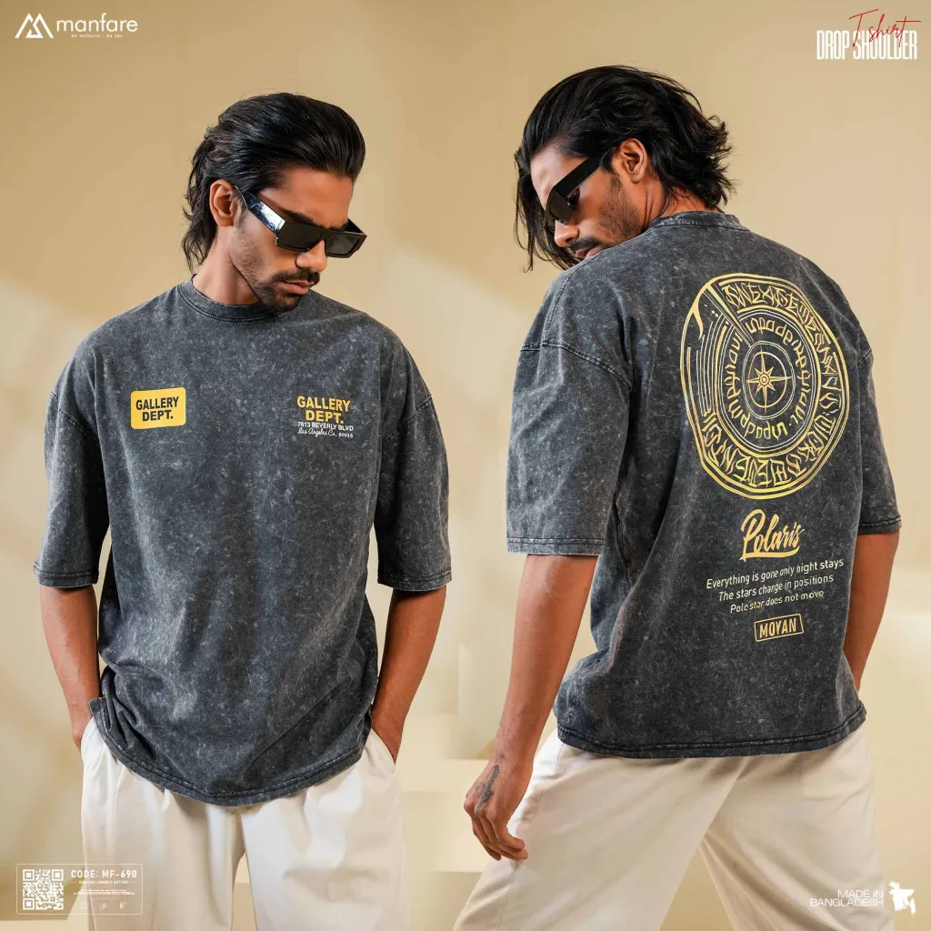 200+ GSM Premium Drop Shoulder Acid Wash T-Shirt | MF-690