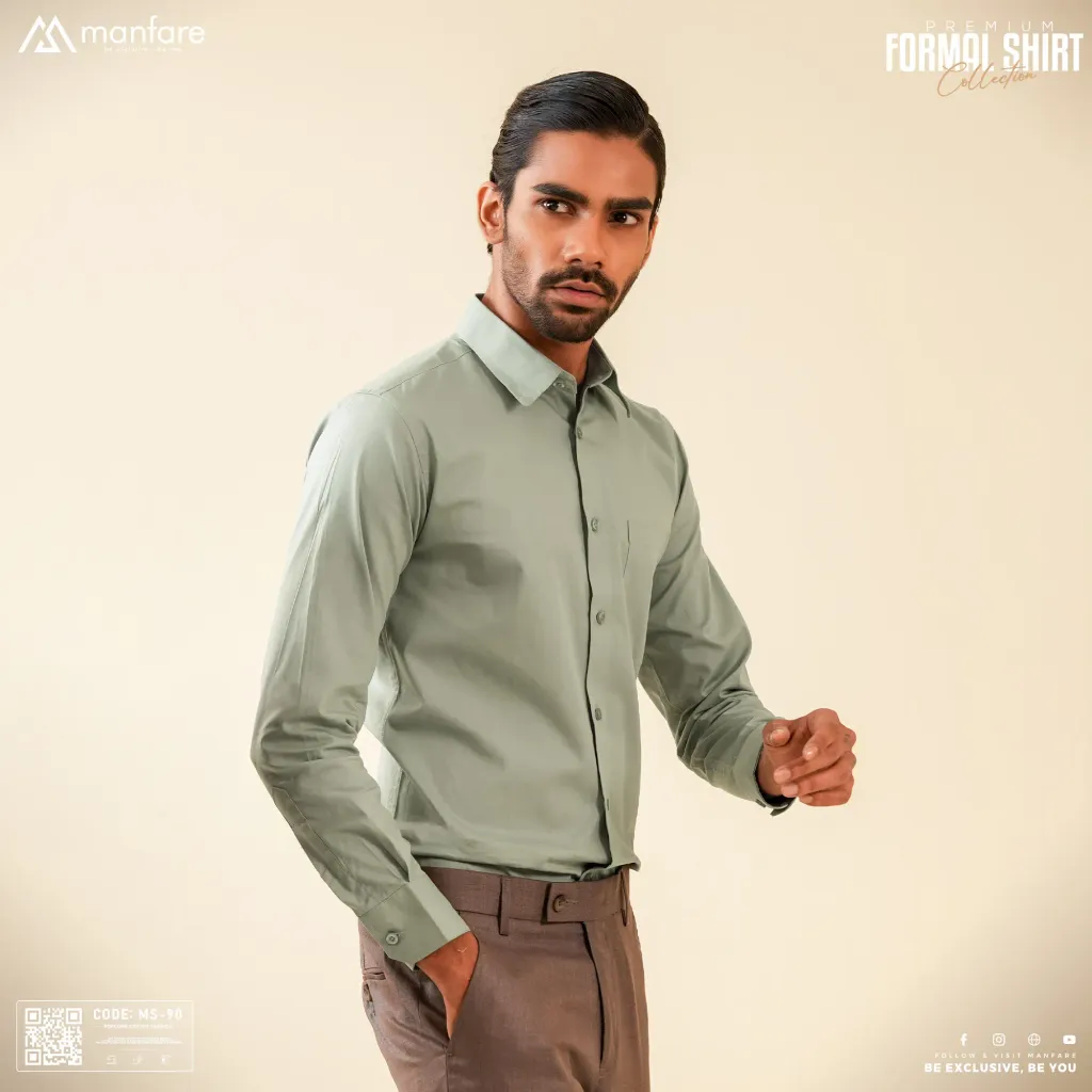 Premium Formal Solid Shirt For Men |  Light Olive | MS-90