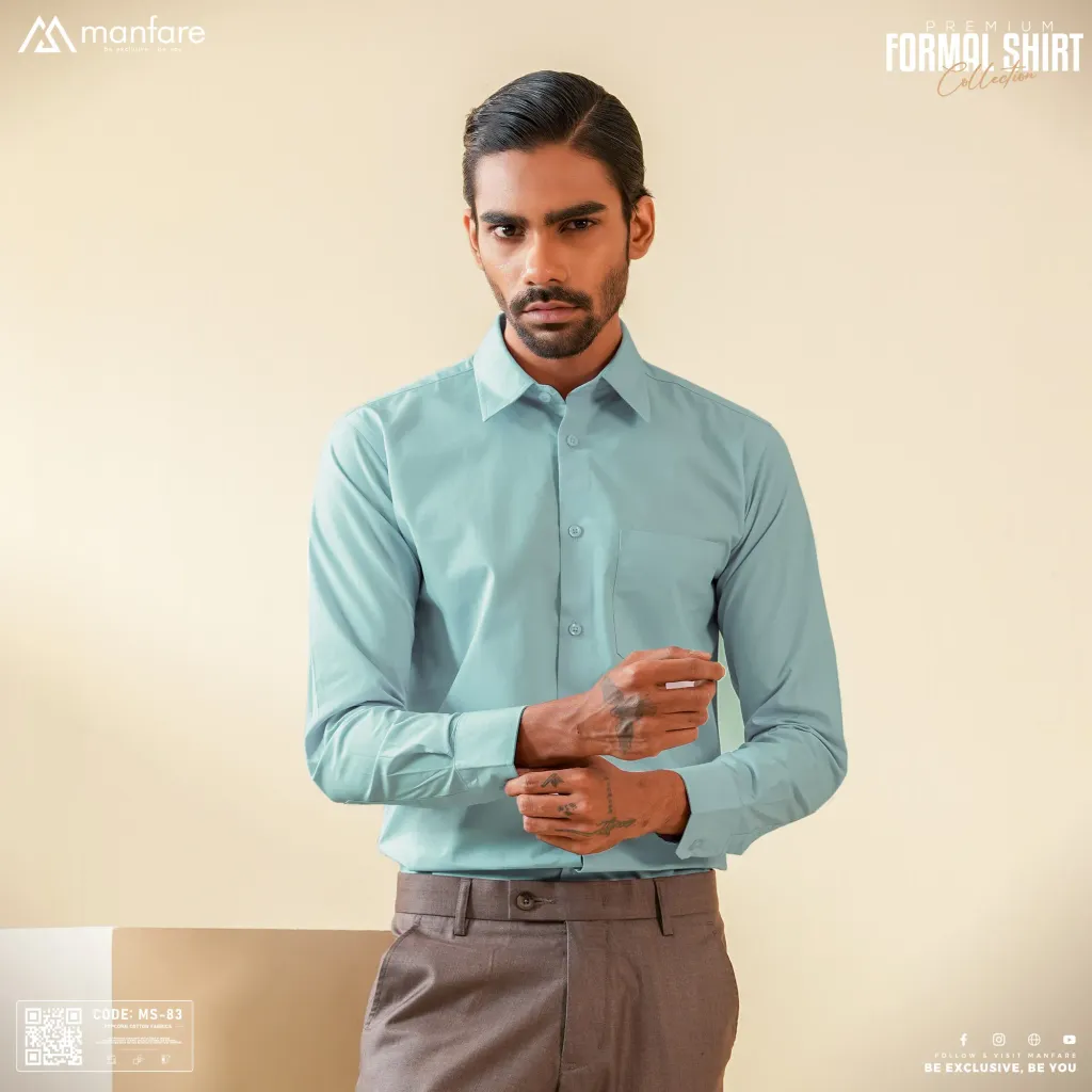Premium Formal Solid Shirt For Men | Light Teal | MS-83