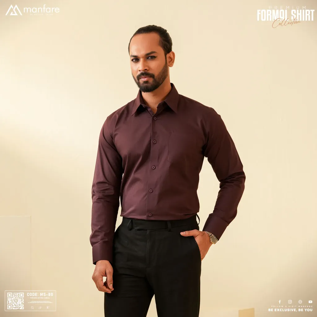 Premium Formal Solid Shirt For Men | Light Coffee | MS-80