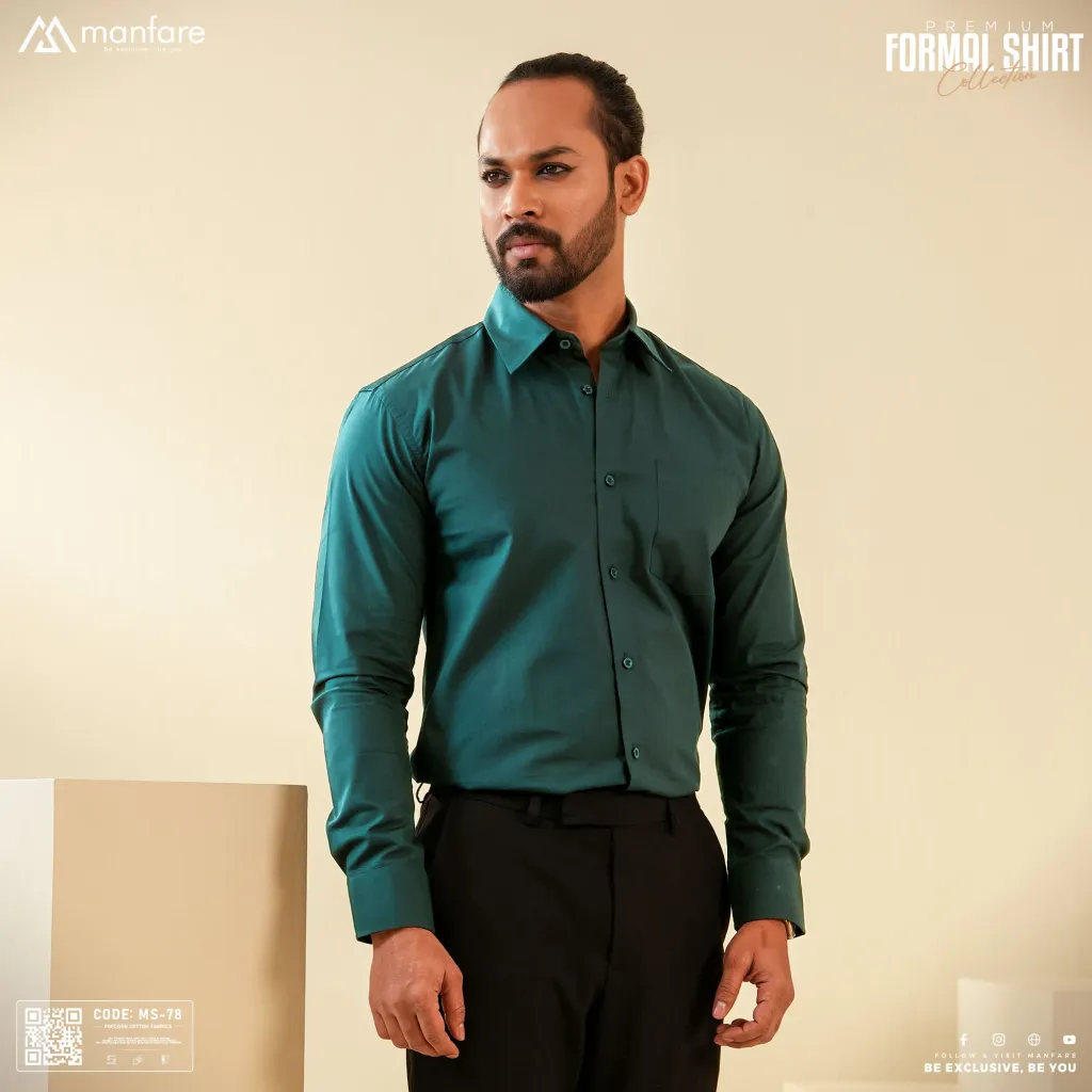Premium Formal Solid Shirt For Men | Bottle Green | MS-78