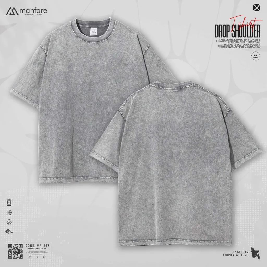 Acid Wash - Most Trendy Drop Shoulder T Shirt | MF-697