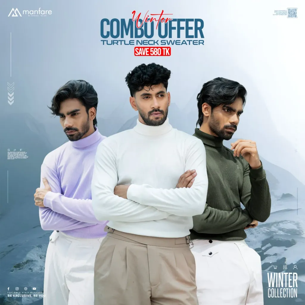 Turtle Neck Premium Rib Fabrics Sweater For Men I MF-629-C | 3 Pcs Combo Offer I Save 580tk