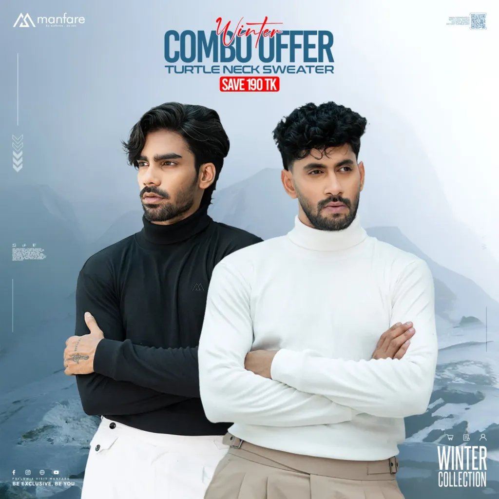 Turtle Neck Premium Rib Fabrics Sweater For Men I MF-620-C | 2 Pcs Combo Offer I Save 190tk