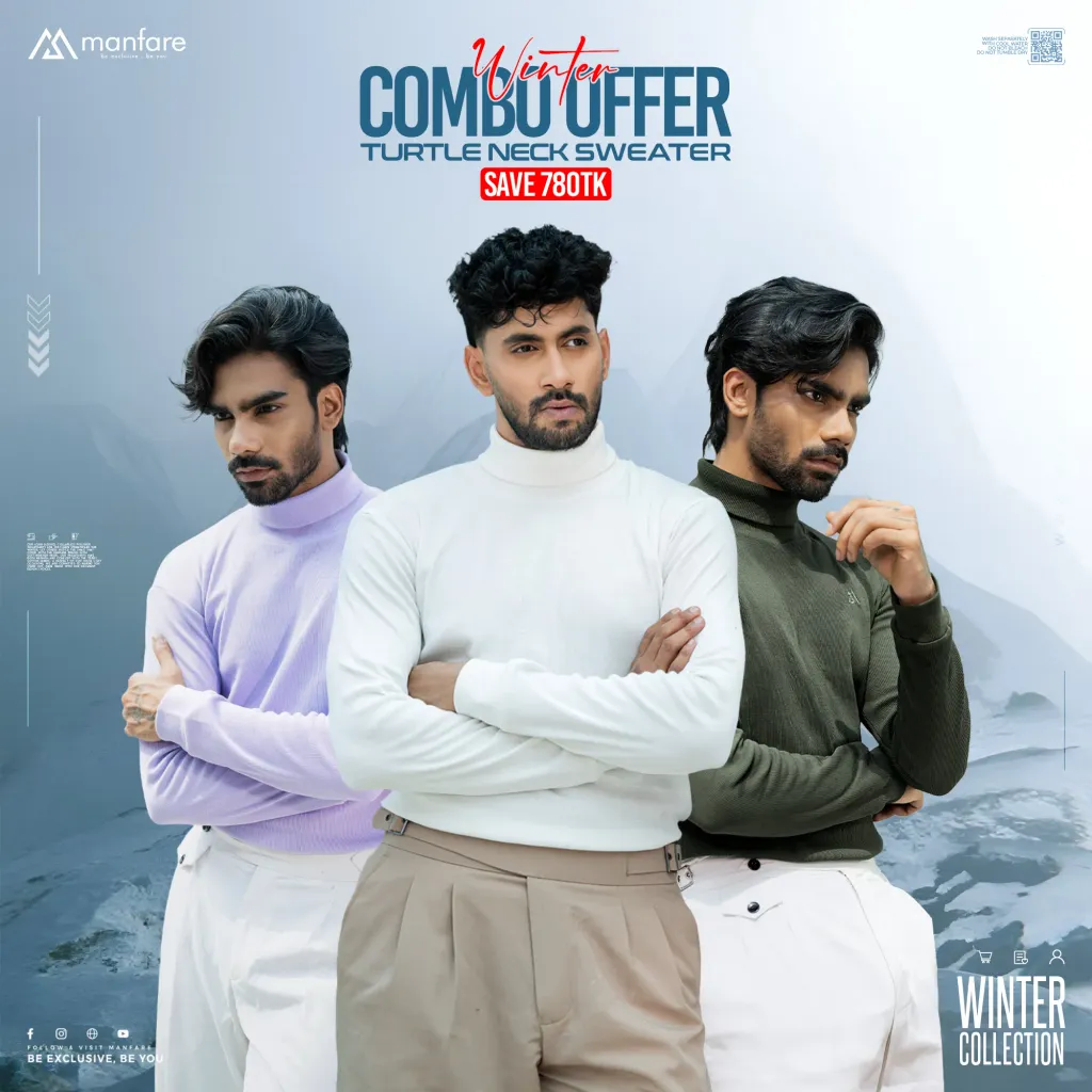 Turtle Neck Premium Rib Fabrics Sweater For Men I MF-629-C | 3 Pcs Combo Offer