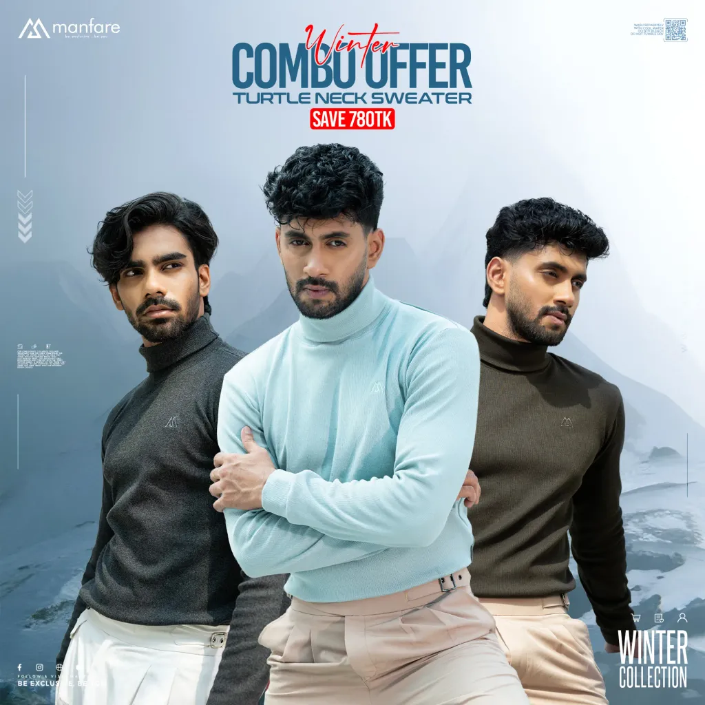 Turtle Neck Premium Rib Fabrics Sweater For Men I MF-628-C | 3 Pcs Combo Offer