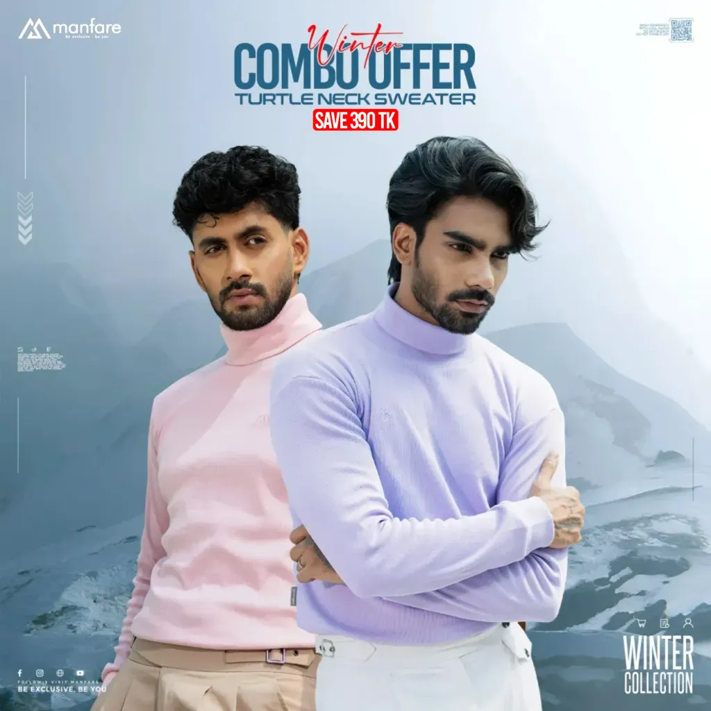 Turtle Neck Premium Rib Fabrics Sweater For Men I MF-618-C | 2 Pcs Combo Offer