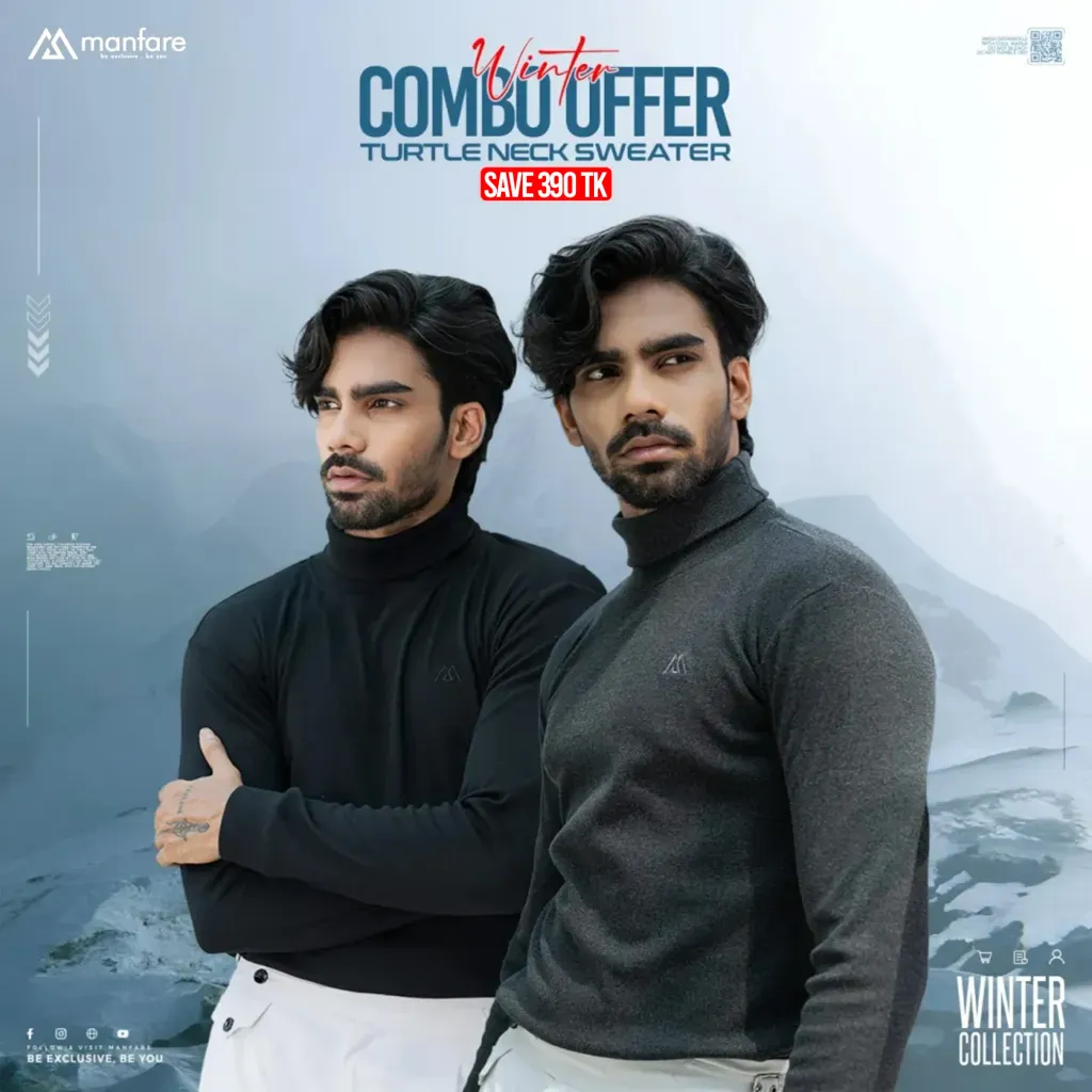 Turtle Neck Premium Rib Fabrics Sweater For Men I MF-619-C | 2 Pcs Combo Offer