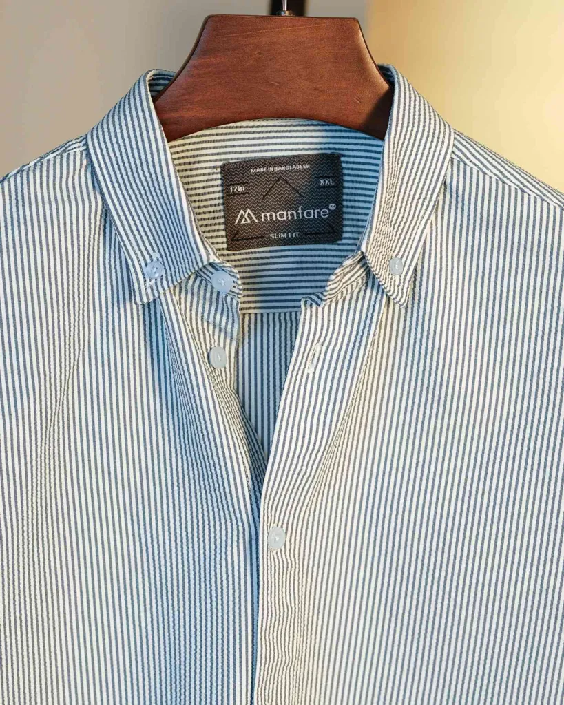 White and Blue Old Money Striped Shirt | MS-247