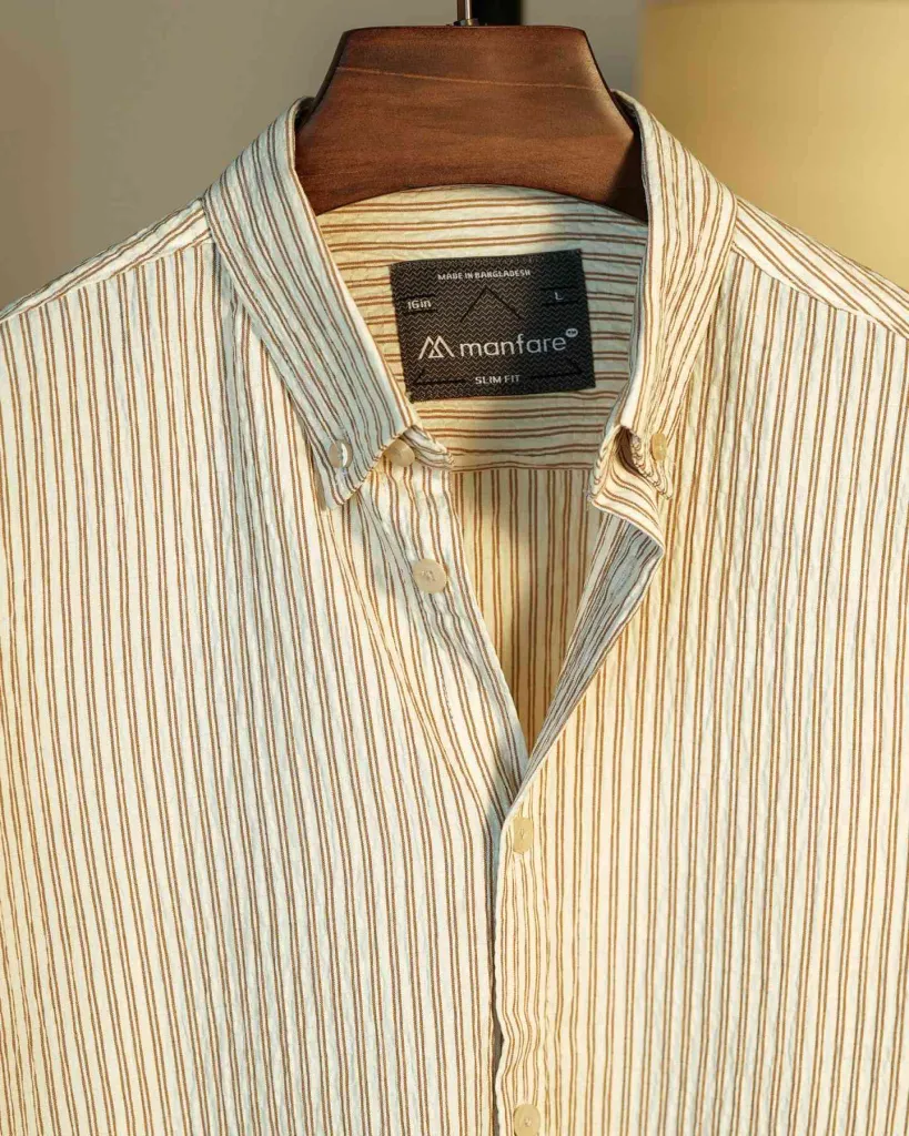 Brown and Off White Old Money Striped Shirt | MS-246